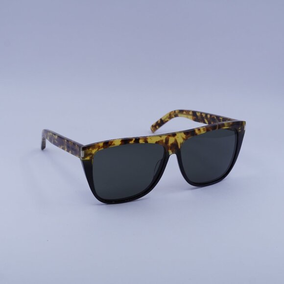 Saint Laurent SL1 010 Sunglasses Havana/Black Square Frame, Grey Lenses - Picture 1 of 12